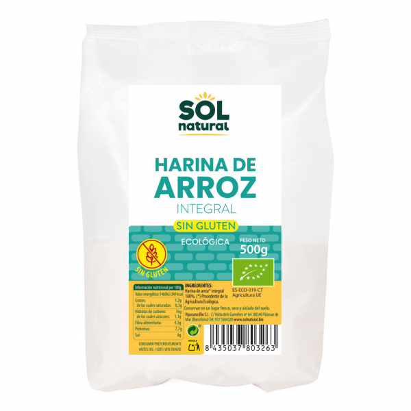 Harina de Arroz intgral Sin Gluten 500gr Sol Natural