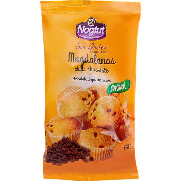 Magdalenas con chips de chocolate sin gluten envase 170 g
