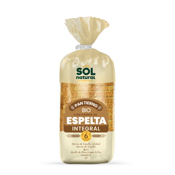 Pan tierno bio espelta integral 400gr Sol Natural